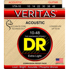 Струны для акустической гитары DR Veritas EXTRA LIGHT VTA-10 (10-48) Phosphor Bronze Acoustic Guitar Strings wound on Hexagonal Cores